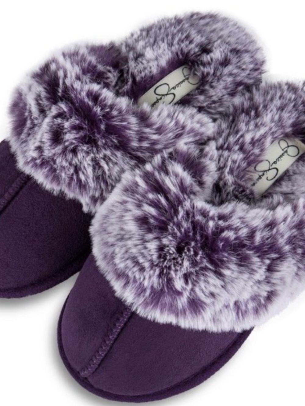 Jessica Simpson Women’s Comfy Faux Fur Scuff Memory Foam Anti-skid Slippers